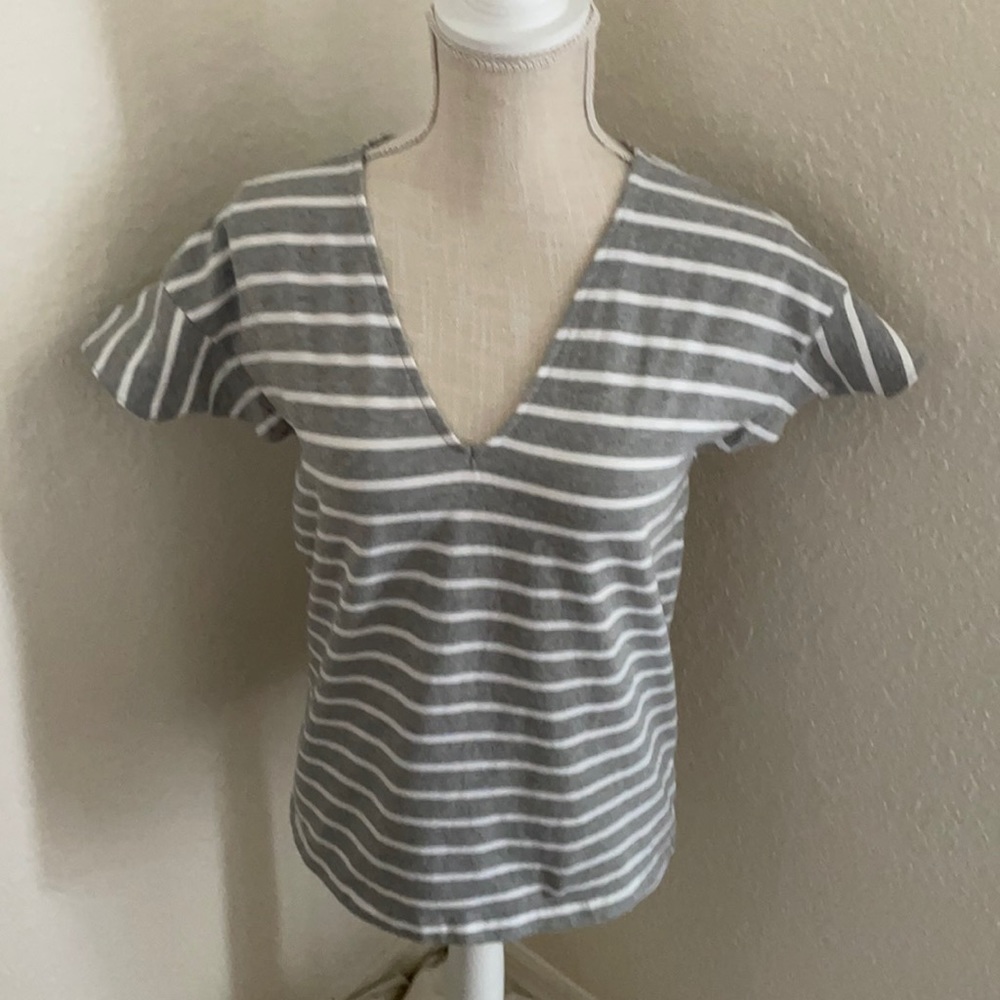 J. Crew Capped Sleeve V-Neck Top Size Small